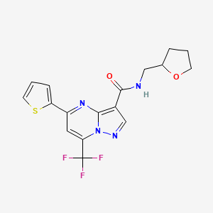 molecular formula C17H15F3N4O2S B5075180 N-[(OXOLAN-2-YL)METHYL]-5-(THIOPHEN-2-YL)-7-(TRIFLUOROMETHYL)PYRAZOLO[1,5-A]PYRIMIDINE-3-CARBOXAMIDE 