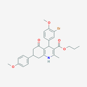 molecular formula C28H30BrNO5 B5075789 Propyl 4-(3-bromo-4-methoxyphenyl)-7-(4-methoxyphenyl)-2-methyl-5-oxo-1,4,5,6,7,8-hexahydroquinoline-3-carboxylate 
