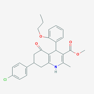 molecular formula C27H28ClNO4 B5076027 Methyl 7-(4-chlorophenyl)-2-methyl-5-oxo-4-(2-propoxyphenyl)-1,4,5,6,7,8-hexahydroquinoline-3-carboxylate 