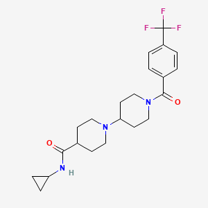 molecular formula C22H28F3N3O2 B5076138 N-cyclopropyl-1-[1-[4-(trifluoromethyl)benzoyl]piperidin-4-yl]piperidine-4-carboxamide 