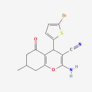 molecular formula C15H13BrN2O2S B5076286 2-amino-4-(5-bromothiophen-2-yl)-7-methyl-5-oxo-4,6,7,8-tetrahydrochromene-3-carbonitrile 