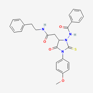 molecular formula C27H26N4O4S B5076446 N-(3-(4-methoxyphenyl)-4-oxo-5-{2-oxo-2-[(2-phenylethyl)amino]ethyl}-2-thioxo-1-imidazolidinyl)benzamide 