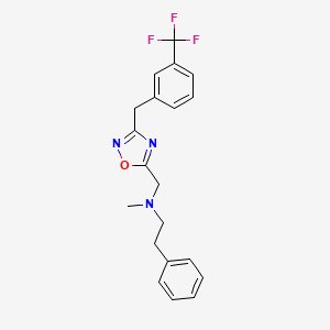 molecular formula C20H20F3N3O B5076478 N-methyl-2-phenyl-N-({3-[3-(trifluoromethyl)benzyl]-1,2,4-oxadiazol-5-yl}methyl)ethanamine 