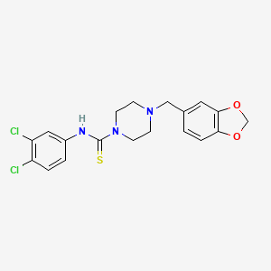 molecular formula C19H19Cl2N3O2S B5076492 4-(1,3-benzodioxol-5-ylmethyl)-N-(3,4-dichlorophenyl)piperazine-1-carbothioamide 