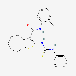 molecular formula C24H25N3OS2 B5076530 N-(2-methylphenyl)-2-(phenylcarbamothioylamino)-5,6,7,8-tetrahydro-4H-cyclohepta[b]thiophene-3-carboxamide CAS No. 6046-45-3