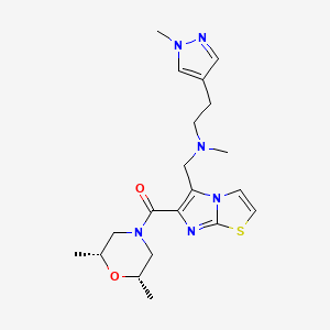 molecular formula C20H28N6O2S B5076587 N-[(6-{[(2R*,6S*)-2,6-dimethyl-4-morpholinyl]carbonyl}imidazo[2,1-b][1,3]thiazol-5-yl)methyl]-N-methyl-2-(1-methyl-1H-pyrazol-4-yl)ethanamine 