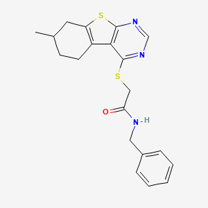 molecular formula C20H21N3OS2 B5077312 N-benzyl-2-[(7-methyl-5,6,7,8-tetrahydro[1]benzothieno[2,3-d]pyrimidin-4-yl)thio]acetamide 