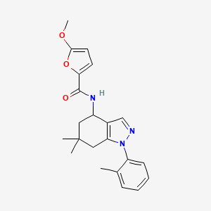 molecular formula C22H25N3O3 B5077507 N-[6,6-dimethyl-1-(2-methylphenyl)-5,7-dihydro-4H-indazol-4-yl]-5-methoxyfuran-2-carboxamide 