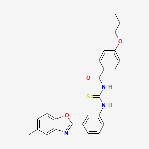 molecular formula C27H27N3O3S B5077554 N-[[5-(5,7-dimethyl-1,3-benzoxazol-2-yl)-2-methylphenyl]carbamothioyl]-4-propoxybenzamide 