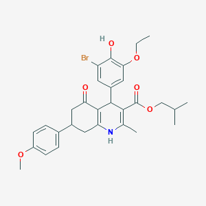 molecular formula C30H34BrNO6 B5077617 2-Methylpropyl 4-(3-bromo-5-ethoxy-4-hydroxyphenyl)-7-(4-methoxyphenyl)-2-methyl-5-oxo-1,4,5,6,7,8-hexahydroquinoline-3-carboxylate 