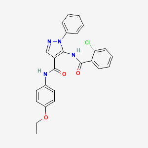 molecular formula C25H21ClN4O3 B5077787 5-[(2-chlorobenzoyl)amino]-N-(4-ethoxyphenyl)-1-phenylpyrazole-4-carboxamide 