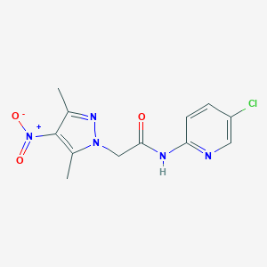 molecular formula C12H12ClN5O3 B507781 N-(5-chloro-2-pyridinyl)-2-(3,5-dimethyl-4-nitro-1-pyrazolyl)acetamide CAS No. 515829-32-0