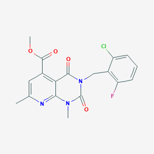molecular formula C18H15ClFN3O4 B5078042 METHYL 3-[(2-CHLORO-6-FLUOROPHENYL)METHYL]-1,7-DIMETHYL-2,4-DIOXO-1H,2H,3H,4H-PYRIDO[2,3-D]PYRIMIDINE-5-CARBOXYLATE 