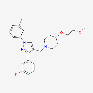 molecular formula C25H30FN3O2 B5078097 1-{[3-(3-fluorophenyl)-1-(3-methylphenyl)-1H-pyrazol-4-yl]methyl}-4-(2-methoxyethoxy)piperidine 
