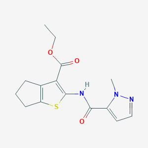 molecular formula C15H17N3O3S B507837 ethyl 2-(1-methyl-1H-pyrazole-5-carboxamido)-5,6-dihydro-4H-cyclopenta[b]thiophene-3-carboxylate CAS No. 496010-92-5