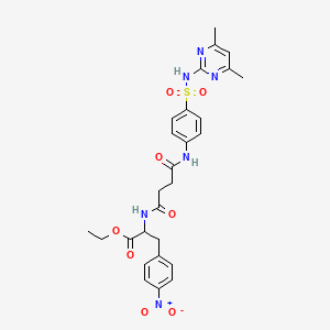 molecular formula C27H30N6O8S B5078780 ethyl N-{4-[(4-{[(4,6-dimethyl-2-pyrimidinyl)amino]sulfonyl}phenyl)amino]-4-oxobutanoyl}-4-nitrophenylalaninate 