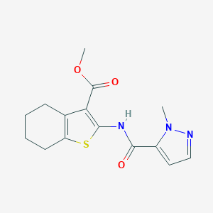 molecular formula C15H17N3O3S B507881 methyl 2-{[(1-methyl-1H-pyrazol-5-yl)carbonyl]amino}-4,5,6,7-tetrahydro-1-benzothiophene-3-carboxylate CAS No. 515849-96-4