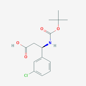 molecular formula C14H18ClNO4 B050796 (R)-3-((tert-Butoxycarbonyl)amino)-3-(3-chlorophenyl)propanoic acid CAS No. 500789-06-0
