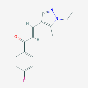 molecular formula C15H15FN2O B507968 (E)-3-(1-ethyl-5-methyl-1H-pyrazol-4-yl)-1-(4-fluorophenyl)prop-2-en-1-one CAS No. 494219-32-8