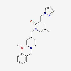 molecular formula C24H36N4O2 B5079950 N-[[1-[(2-methoxyphenyl)methyl]piperidin-4-yl]methyl]-N-(2-methylpropyl)-3-pyrazol-1-ylpropanamide 