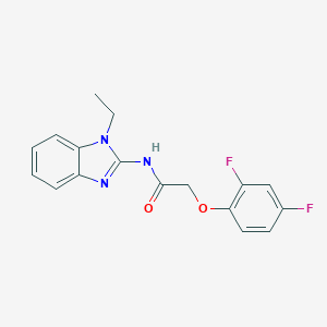 molecular formula C17H15F2N3O2 B508000 2-(2,4-difluorophenoxy)-N-(1-ethyl-1H-benzimidazol-2-yl)acetamide CAS No. 438211-90-6
