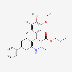 molecular formula C28H30ClNO5 B5080064 Propyl 4-(3-chloro-5-ethoxy-4-hydroxyphenyl)-2-methyl-5-oxo-7-phenyl-1,4,5,6,7,8-hexahydroquinoline-3-carboxylate 