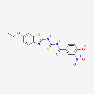 molecular formula C18H16N4O5S2 B5080089 N-[(6-ethoxy-1,3-benzothiazol-2-yl)carbamothioyl]-4-methoxy-3-nitrobenzamide 