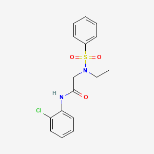 molecular formula C16H17ClN2O3S B5080249 N-(2-chlorophenyl)-N~2~-ethyl-N~2~-(phenylsulfonyl)glycinamide 