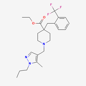 molecular formula C24H32F3N3O2 B5080255 ethyl 1-[(5-methyl-1-propyl-1H-pyrazol-4-yl)methyl]-4-[2-(trifluoromethyl)benzyl]-4-piperidinecarboxylate 