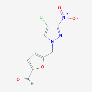 molecular formula C9H6ClN3O4 B508027 5-[(4-chloro-3-nitro-1H-pyrazol-1-yl)methyl]-2-furaldehyde CAS No. 512809-42-6