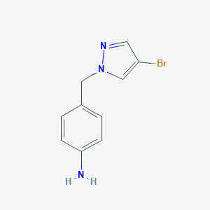 molecular formula C10H10BrN3 B508031 4-(4-Bromo-pyrazol-1-ylmethyl)-phenylamine CAS No. 512809-49-3