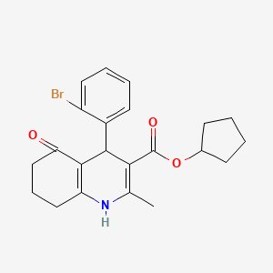 molecular formula C22H24BrNO3 B5080588 cyclopentyl 4-(2-bromophenyl)-2-methyl-5-oxo-1,4,5,6,7,8-hexahydroquinoline-3-carboxylate 