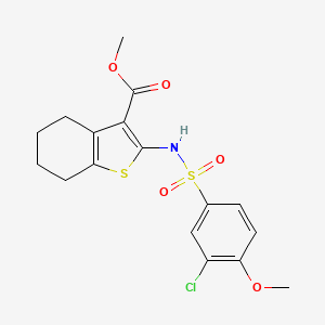molecular formula C17H18ClNO5S2 B5080701 methyl 2-{[(3-chloro-4-methoxyphenyl)sulfonyl]amino}-4,5,6,7-tetrahydro-1-benzothiophene-3-carboxylate 