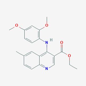 molecular formula C21H22N2O4 B5080759 Ethyl 4-[(2,4-dimethoxyphenyl)amino]-6-methylquinoline-3-carboxylate 