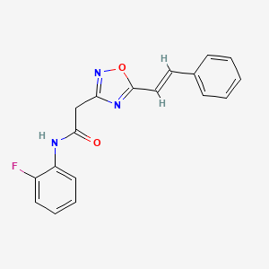 molecular formula C18H14FN3O2 B5080845 N-(2-fluorophenyl)-2-[5-[(E)-2-phenylethenyl]-1,2,4-oxadiazol-3-yl]acetamide 
