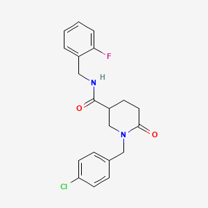 molecular formula C20H20ClFN2O2 B5080924 1-(4-chlorobenzyl)-N-(2-fluorobenzyl)-6-oxo-3-piperidinecarboxamide 