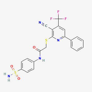 molecular formula C21H15F3N4O3S2 B5081058 2-{[3-cyano-6-phenyl-4-(trifluoromethyl)pyridin-2-yl]sulfanyl}-N-(4-sulfamoylphenyl)acetamide 