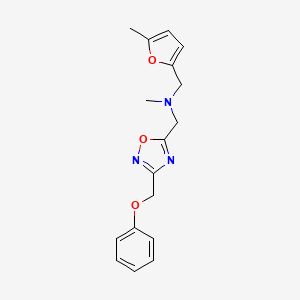 molecular formula C17H19N3O3 B5081110 N-methyl-1-(5-methyl-2-furyl)-N-{[3-(phenoxymethyl)-1,2,4-oxadiazol-5-yl]methyl}methanamine 
