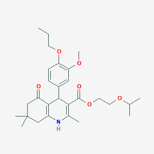 molecular formula C28H39NO6 B5081319 2-(Propan-2-yloxy)ethyl 4-(3-methoxy-4-propoxyphenyl)-2,7,7-trimethyl-5-oxo-1,4,5,6,7,8-hexahydroquinoline-3-carboxylate 