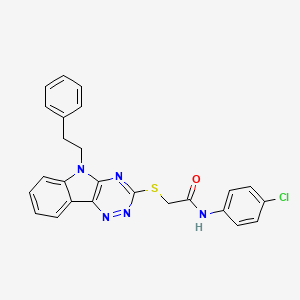 molecular formula C25H20ClN5OS B5081514 N-(4-chlorophenyl)-2-{[5-(2-phenylethyl)-5H-[1,2,4]triazino[5,6-b]indol-3-yl]sulfanyl}acetamide 