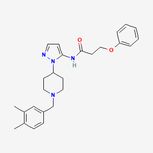 molecular formula C26H32N4O2 B5081669 N-{1-[1-(3,4-dimethylbenzyl)-4-piperidinyl]-1H-pyrazol-5-yl}-3-phenoxypropanamide 