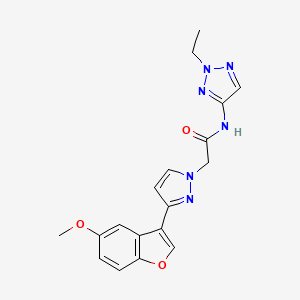 molecular formula C18H18N6O3 B5081796 N-(2-ethyl-2H-1,2,3-triazol-4-yl)-2-[3-(5-methoxy-1-benzofuran-3-yl)-1H-pyrazol-1-yl]acetamide 