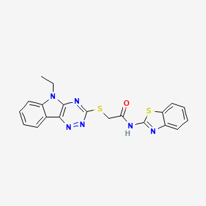 molecular formula C20H16N6OS2 B5081824 N-(1,3-Benzothiazol-2-YL)-2-({5-ethyl-5H-[1,2,4]triazino[5,6-B]indol-3-YL}sulfanyl)acetamide 