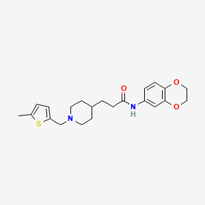 molecular formula C22H28N2O3S B5082066 N-(2,3-dihydro-1,4-benzodioxin-6-yl)-3-{1-[(5-methyl-2-thienyl)methyl]-4-piperidinyl}propanamide 