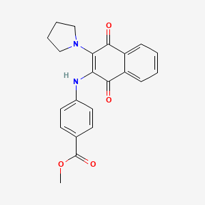 molecular formula C22H20N2O4 B5082146 methyl 4-{[1,4-dioxo-3-(1-pyrrolidinyl)-1,4-dihydro-2-naphthalenyl]amino}benzoate 