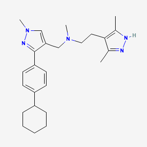 molecular formula C25H35N5 B5082266 N-{[3-(4-cyclohexylphenyl)-1-methyl-1H-pyrazol-4-yl]methyl}-2-(3,5-dimethyl-1H-pyrazol-4-yl)-N-methylethanamine 