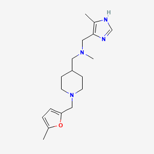 molecular formula C18H28N4O B5082291 N-methyl-1-[1-[(5-methylfuran-2-yl)methyl]piperidin-4-yl]-N-[(5-methyl-1H-imidazol-4-yl)methyl]methanamine 