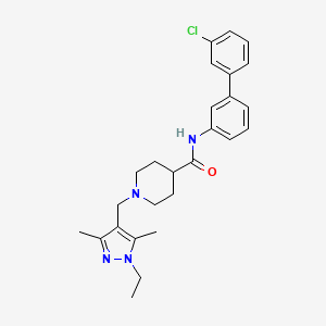molecular formula C26H31ClN4O B5082435 N-(3'-chloro-3-biphenylyl)-1-[(1-ethyl-3,5-dimethyl-1H-pyrazol-4-yl)methyl]-4-piperidinecarboxamide 