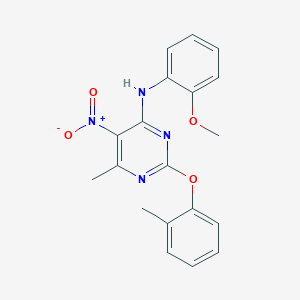 molecular formula C19H18N4O4 B5082497 N-(2-methoxyphenyl)-6-methyl-2-(2-methylphenoxy)-5-nitro-4-pyrimidinamine 