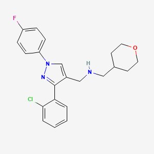 molecular formula C22H23ClFN3O B5082527 1-[3-(2-chlorophenyl)-1-(4-fluorophenyl)-1H-pyrazol-4-yl]-N-(tetrahydro-2H-pyran-4-ylmethyl)methanamine 
